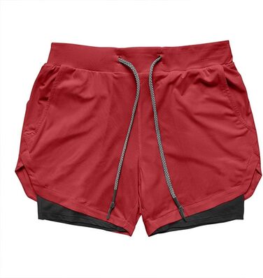 Шорти чоловічі MANLUODANNI 2-в-1, спортивні, швидка сушка, літні, для бігу, тренувань, червоні