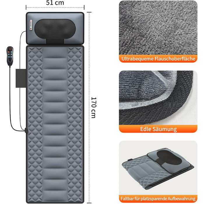 Електрична масажна подушка для крісла з підігрівом та вібрацією для спини та шиї, масажер для всього тіла, Шиацу масаж (2.0)