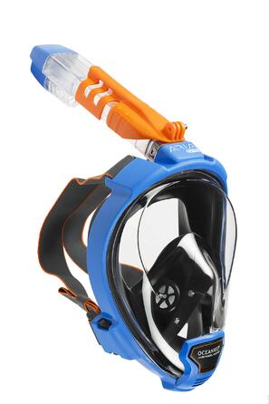 Маска для снорклінгу Ocean Reef Aria QR з трубкою, повнолицева, блакитна (M/L) - покращений огляд 180°