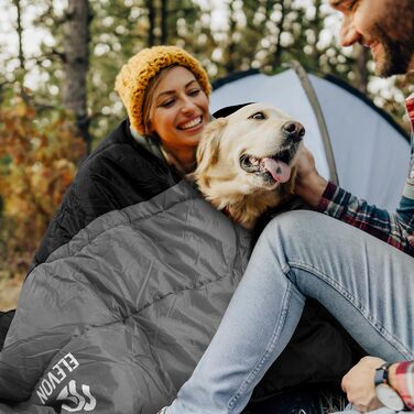 Спальний мішок Elevon для дорослих, підлітків та дітей, 3-4 сезони, водонепроникний, компактний, для кемпінгу, рюкзака, 1 особа, зелений/чорний