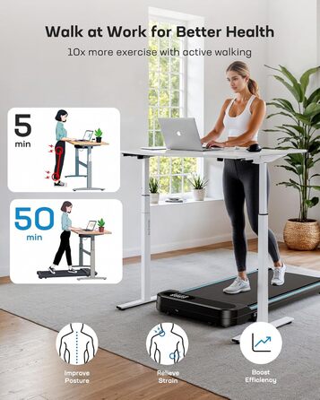 Бігова доріжка HUANUO Walking Pad для дому та офісу з нахилом 5%, вантажопідйомністю 150 кг, 2.5 к.с., з пультом та LED-дисплеєм, чорна