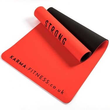 Тренувальний килимок – великий, широкий та товстий для чоловіків та жінок (183 см x 80 см x 10 мм) – TPE фітнес килимок, неслизький, для дому, HIIT, пілатесу, гімнастики, сірий – з принтом (червоний)