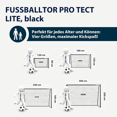 Футбол ворота HUDORA Pro Tect Lite для саду, сталеві, 240x160 см, з м'якими стійками, для дітей та підлітків