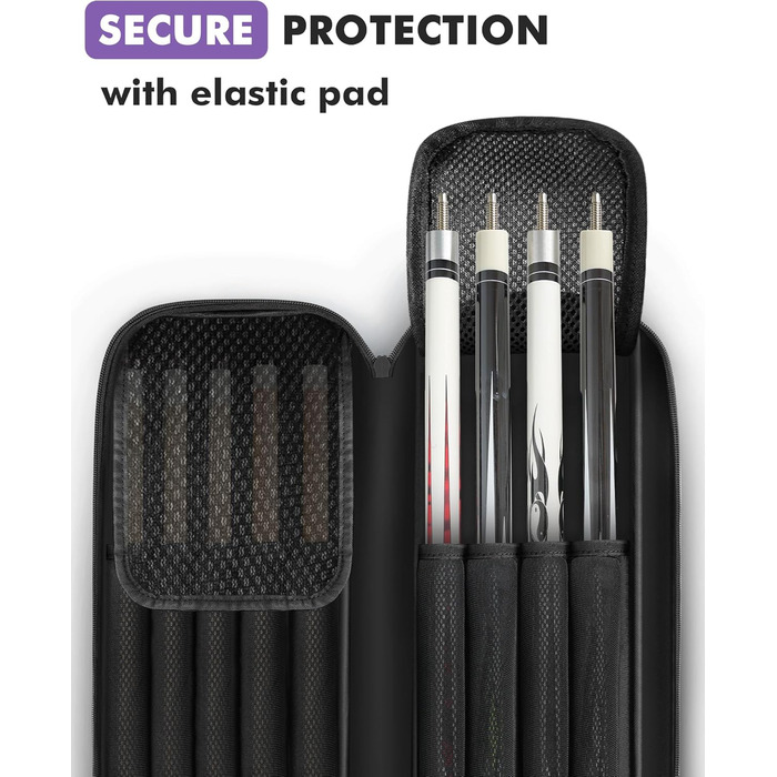 Чохол для більярдної кулі, сумка для 4 кулі та 5 шомполів, м'яко стьобаний, з регульованим плечовим ременем, для жінок та чоловіків (фіолетовий/чорний)