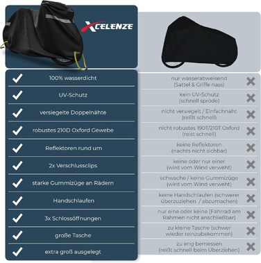 Водонепроникний чохол для велосипеда Xcelenze з відбивачами, міцний та з UV-захистом (XXL, для 2 велосипедів)