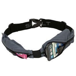 Пояс-сумка SPIbelt Dual Pocket Pro для бігу - чоловіча/жіноча, розширювані кишені, регульований пояс, антрацит з чорною блискавкою