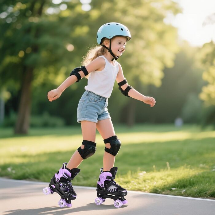 Дитячі ролики Kinder: регульовані ролики з 8 світловими колесами для дівчаток та хлопчиків, розмір UK 1-4