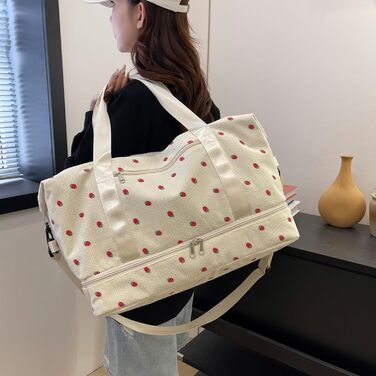 Спортивна сумка-рюкзак для жінок, 35L, Weekender: подорожі, спортзал, пляж. З відділеннями для взуття та мокрих речей (Бежева з принтом)