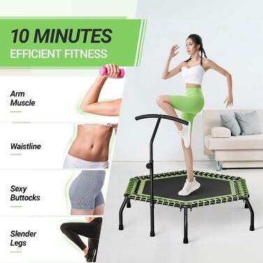 Міні-батут для дорослих, 101.6 см/121.9 см, для фітнесу та занять, Indoor/Outdoor, зелена поперечина 121.9 см