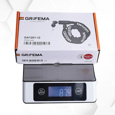 Замок для велосипеда GRIFEMA, висока безпека, ланцюговий, 7 мм x 1200 мм, чорний, з замком-кнопкою