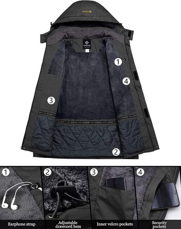 Чоловіча зимова куртка GEMYE, непромокальна, чорна (M, сірий колір 01)