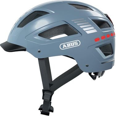 Велосипедний шолом ABUS Hyban 2.0 LED з підсвіткою, синій, розмір XL (58-63 см), переднє та заднє світло, міцний корпус, для чоловіків і жінок