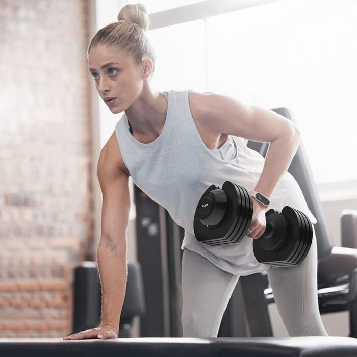 Регульовані гантелі Newpower Fitness 20 кг, 5 рівнів ваги, компактні для тренувань вдома, для чоловіків та жінок