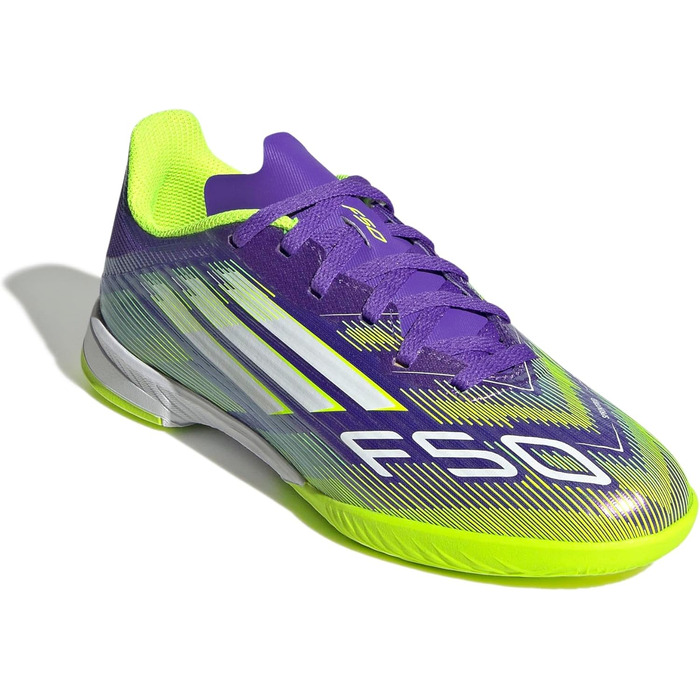 Дитячі футбольні бутси adidas F50 League Indoor для залу, розмір 38 EU, фіолетовий, білий, лимонний