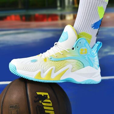 Унісекс баскетбольні черевики з високим верхом для занять спортом, дихаючі, з амортизацією та антиковзким покриттям, для підлітків, для бігу та тренувань (39 EU, Moonlight)
