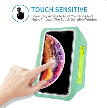 Спортивний браслет для бігу з відділенням для телефону та ключей (сумісний з iPhone 17/16/15/14/13/12/11 Pro Max/Plus), м'ятно-зелений