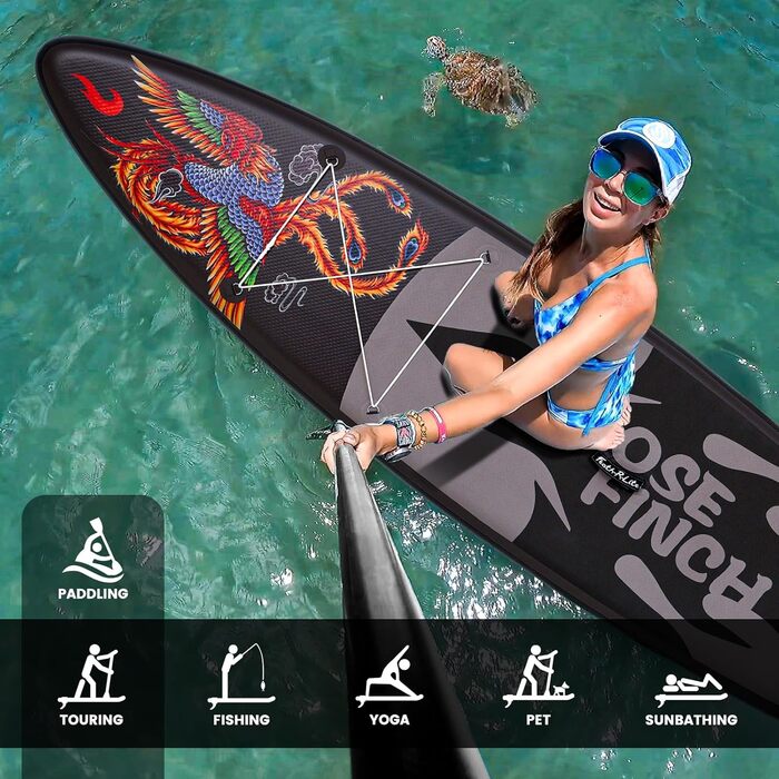 Надувний SUP-борд FEATH-R-LITE для дорослих: комплект з насосом, рюкзаком, лійкою та регульованим веслом (PHÖNIX-Grey)