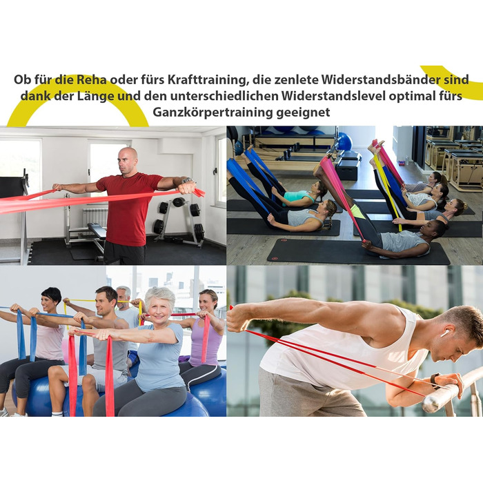 Набір еластичних стрічок для фітнесу 2.5м – для м'язового розвитку, йоги, пілатесу та фізіотерапії. Оригінальні фітнес-стрічки для гімнастики, довгі тренувальні стрічки для більшої свободи рухів. Жовті, червоні та сині. 2.5м