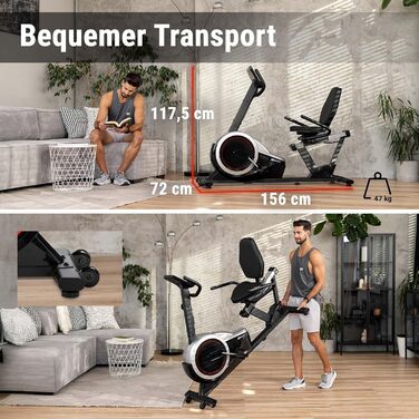 Велотренажер Hop-Sport Liegeergometer з LCD-дисплеєм, срібний - для дому, для літніх людей, витримує до 130 кг