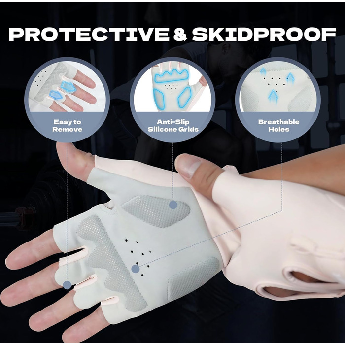 Фитнес рукавички COFIT для тренувань, з підтримкою зап'ястя, для жінок та чоловіків, для важкої атлетики, силових тренувань, бодібілдингу, рожевий/сірий, розмір S