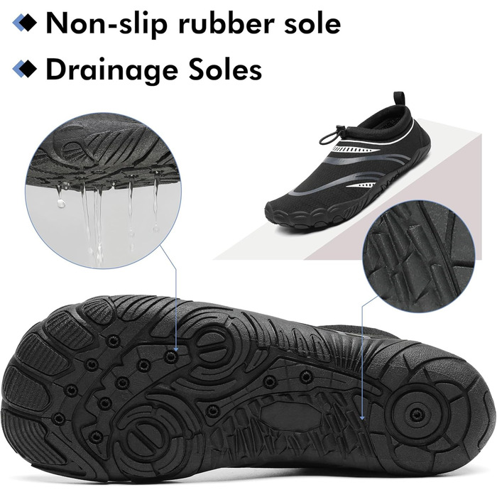 Чоловічі та жіночі аквашузи Mishansha для плавання та відпочинку на пляжі, чорні, 39 EU