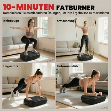 Віброплатформа з 120 рівнями інтенсивності, 5 програмами, пультом дистанційного керування та LED-дисплеєм для нарощування м'язової маси, чорного кольору