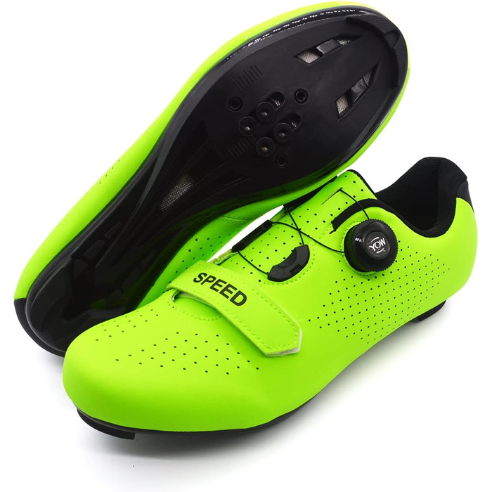 Велотуфлі для їзди на велосипеді: шосе, MTB, спіннинг. Сумісні з SPD/SPD-SL. Для чоловіків та жінок (44 EU, Зелений)