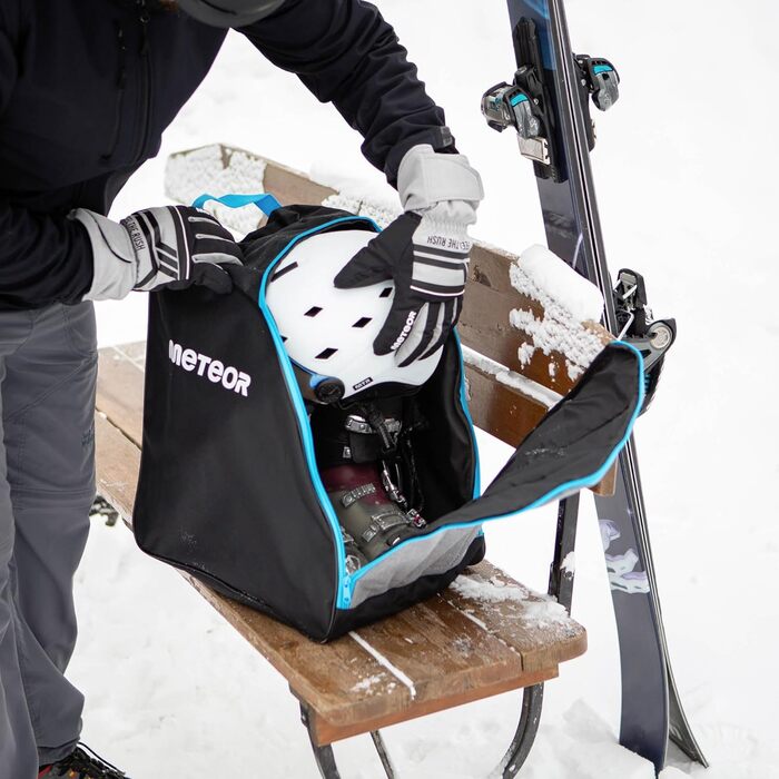 Набір для перевезення лиж та черевиків Meteor 2-в-1 Skitasche Set - Skisack (до 195 см) з вентиляцією, водонепроникний чохол та сумка для черевиків. Ідеально для зимового відпочинку та катання на лижах. Комплект для лиж та черевиків.