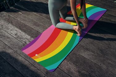 Йога-мат Yoga Design Lab Combo Rainbow 3.5 мм, нековзкий, натуральний каучук, рушник-килимок 2-в-1, з ременем для перенесення, для інтенсивних тренувань