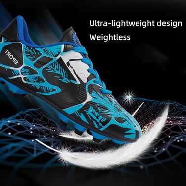 Дитячі футбольні бутси Low Top для хлопчиків. Професійні футбольні бутси, тренувальні бутси з шипами. Дитяче спортивне взуття, розмір 34 EU, блакитні.