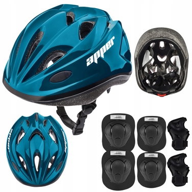 Дитячий велосипедний шолом з регулюванням + комплект захисту для скейту, розмір M