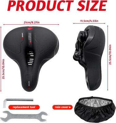 Зручний велосипедний сідло з амортизацією та дихаючим матеріалом. Потовщене та широке сідло для велосипеда з світловідбиваючим дизайном для нічних поїздок