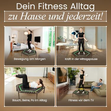 Батут фітнес для дорослих Ø120 см до 150 кг з ручкою та гумовими стрічками | Minitrampolin Rebounder