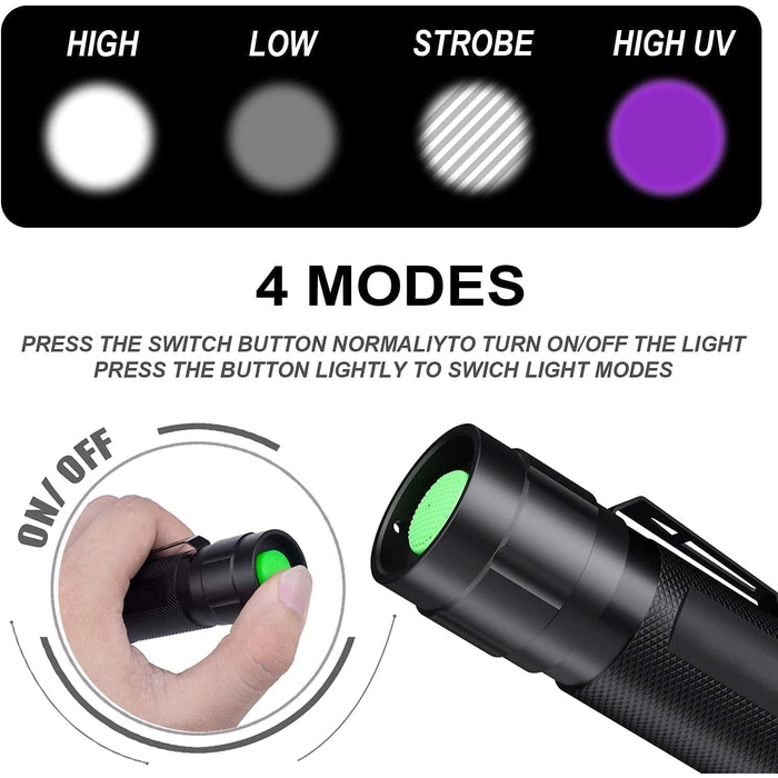 LED UV ліхтар MOWETOO 2 в 1, 395nm, детекція фальшивих грошей та сечі тварин, 4 режими, 40W, 2 шт.