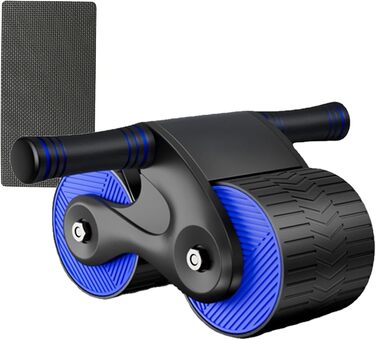 AB Wheel TWSOUL: тренажер для пресу з автоматичним відскоком та килимком, для зміцнення м'язів кора (Блакитний)