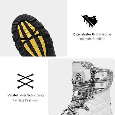 Зимові черевики EARLDE для жінок, водонепроникні, утеплені, антиковзкі, для активного відпочинку, розмір 40 EU, білі