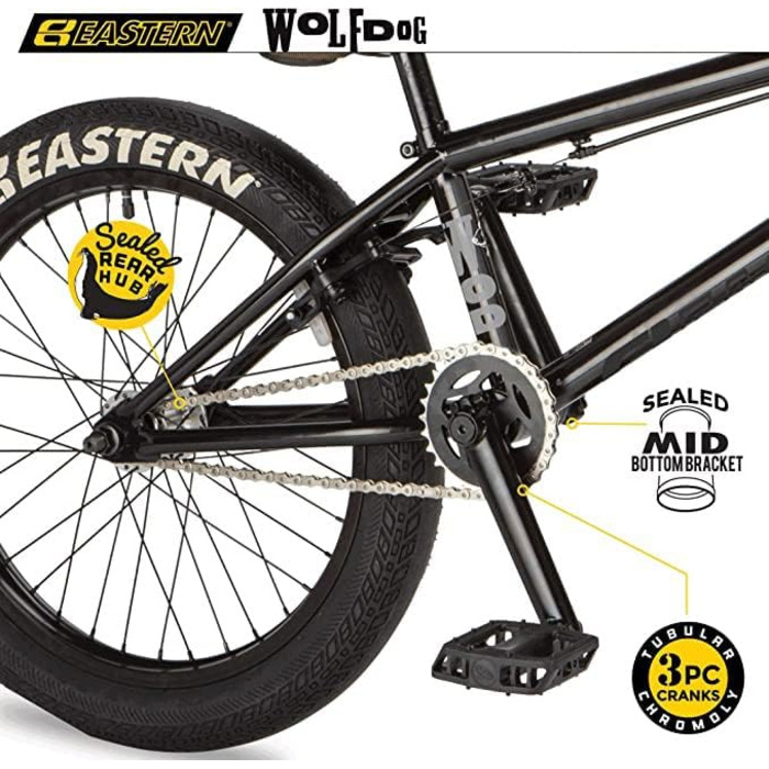 BMX велосипед Eastern Bikes Wolfdog 50,8 см, повністю хромолібденова рама, чорний