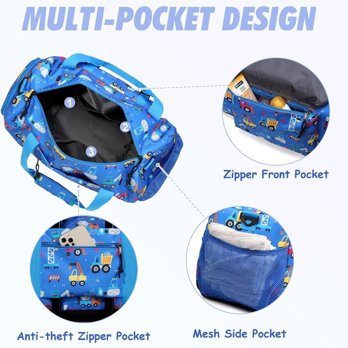 Спортивна сумка для дітей, дорожня сумка, мішок-сумка, спортивна сумка для плавання, для хлопчиків та дівчаток, водовідштовхувальна, сумка-мішок для перевезення ручною поклажею, сумка-мішок для подорожей на вихідні з відділенням для взуття, блакитна