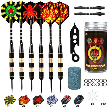 Професійні дротики Alyoen Metallspitze (6 шт) 20/24/26 г з алюмінієвими стеблями, пір'ями, точилом та захистом для польотів