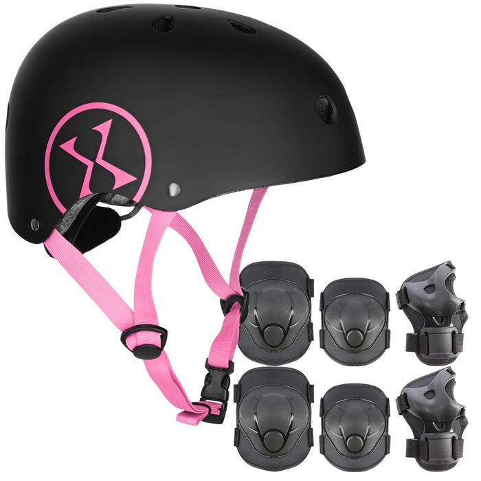 Дитячий велосипедний шолом з регулюванням та комплект захисту для скейтбордингу, розмір XS