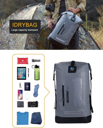 Водонепроникний рюкзак IDRYBAG Dry Bag 20L/30L/40L: для подорожей, каякінгу, сірого кольору
