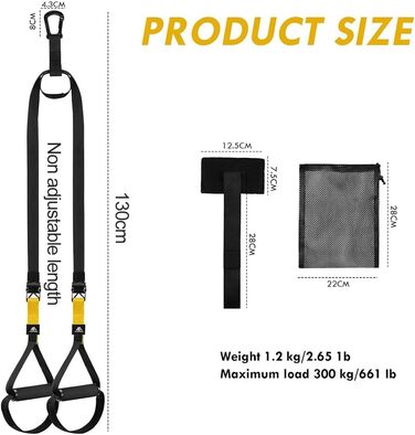 Тренажер Sling Trainer для всього тіла, підвісний тренажер для дому, комплект Suspension Trainer, для силових тренувань, домашні та вуличні тренування, чорно-жовтий