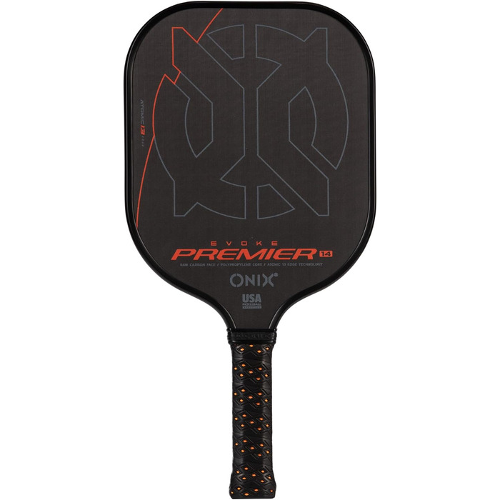 Onix Evoke Premier Pro Raw Carbon Pickleball Paddel Control - Чорний, 14 мм
