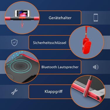 Бігова доріжка COSTWAY 2 в 1, складана, 2,25 к.с., з APP, Bluetooth, дистанційним керуванням, швидкість 1-12 км/год, для дому, червона