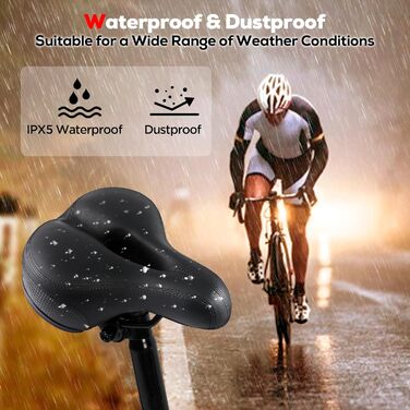 Комфортне велосипедне сидіння IPOW для жінок та чоловіків: м'який, з пам'яті ефекту, амортизований, універсальний, чорний