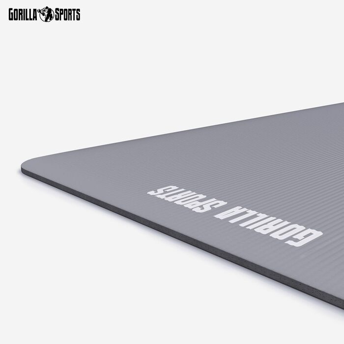 Фітнес-мат для йоги GORILLA SPORTS 190x60x1,5 см, сірий, нековзний, без фталатів, з ременем для перенесення