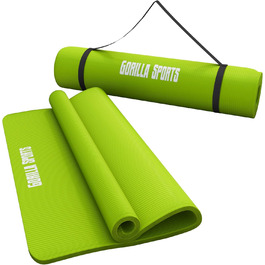 Йога мат GORILLA SPORTS® 190x100x1.5 см з ручним ременем, антислизька, без фталатів, для фітнесу та тренувань