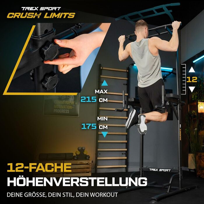 TREX SPORT Power Tower TX-150PR: турнік, бруси та силовий комплекс | Фітнес-станція до 150 кг