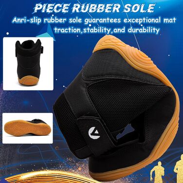 Черевики для боротьби чоловічі, протиковзкі, дихаючі. Підходять для боротьби, боксу, кросфіту, важкої атлетики, бодібілдингу (38 EU, чорний/жовтий)