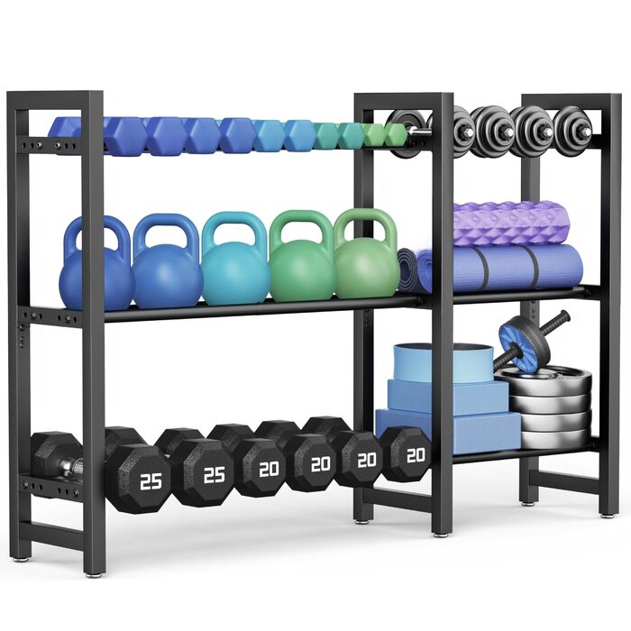 Регульований трирівневий стійка для гантелей 127 см. Стійка для коротких гантелей, 3 рівні, полиця для гантелей (без гантелей)